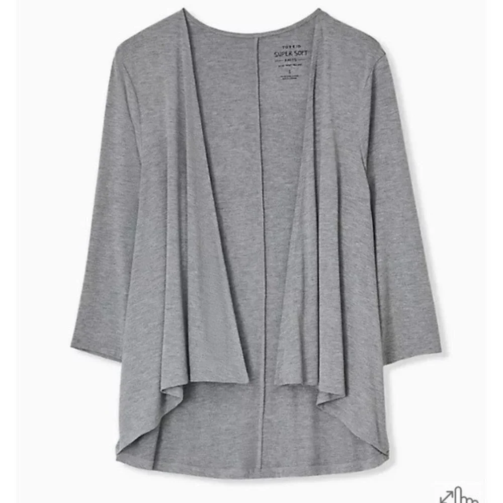 Torrid SUPER SOFT HEATHER GREY DRAPE FRONT CARDIGAN - Picture 1 of 7